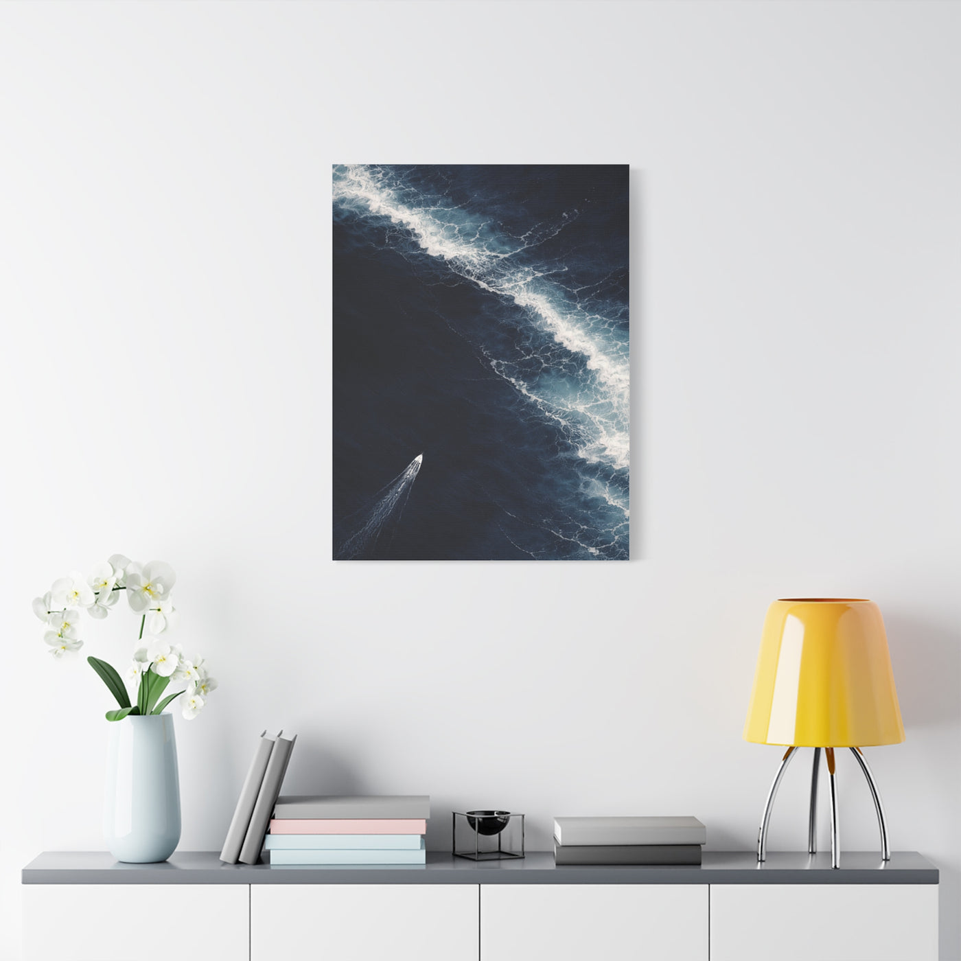 Aerial Navy Ocean Wave Perspective Wall Art & Canvas Print