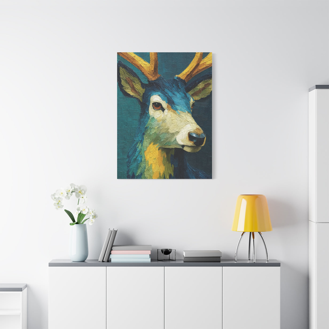 Modern Expressionist Deer Portrait Wall Art & Canvas Print