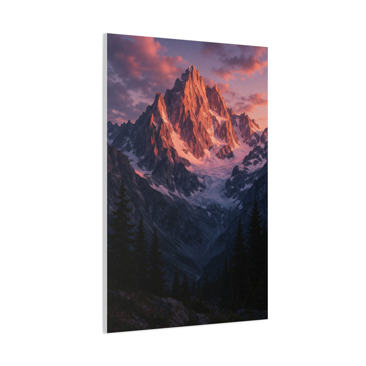 Rose Alpenglow Mountain Face Wall Art & Canvas Print