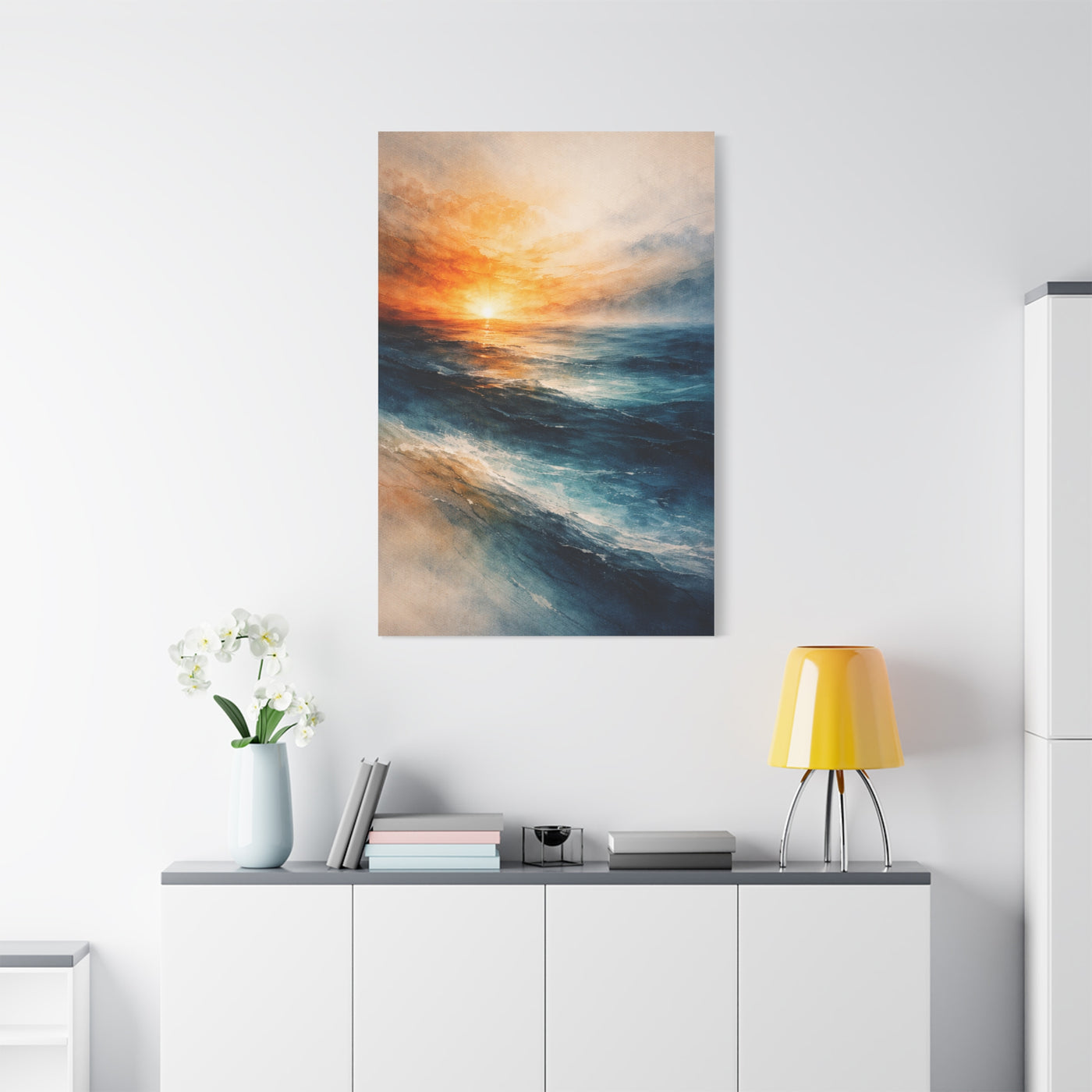 Ocean Sunrise Orange Horizon Wall Art & Canvas Print
