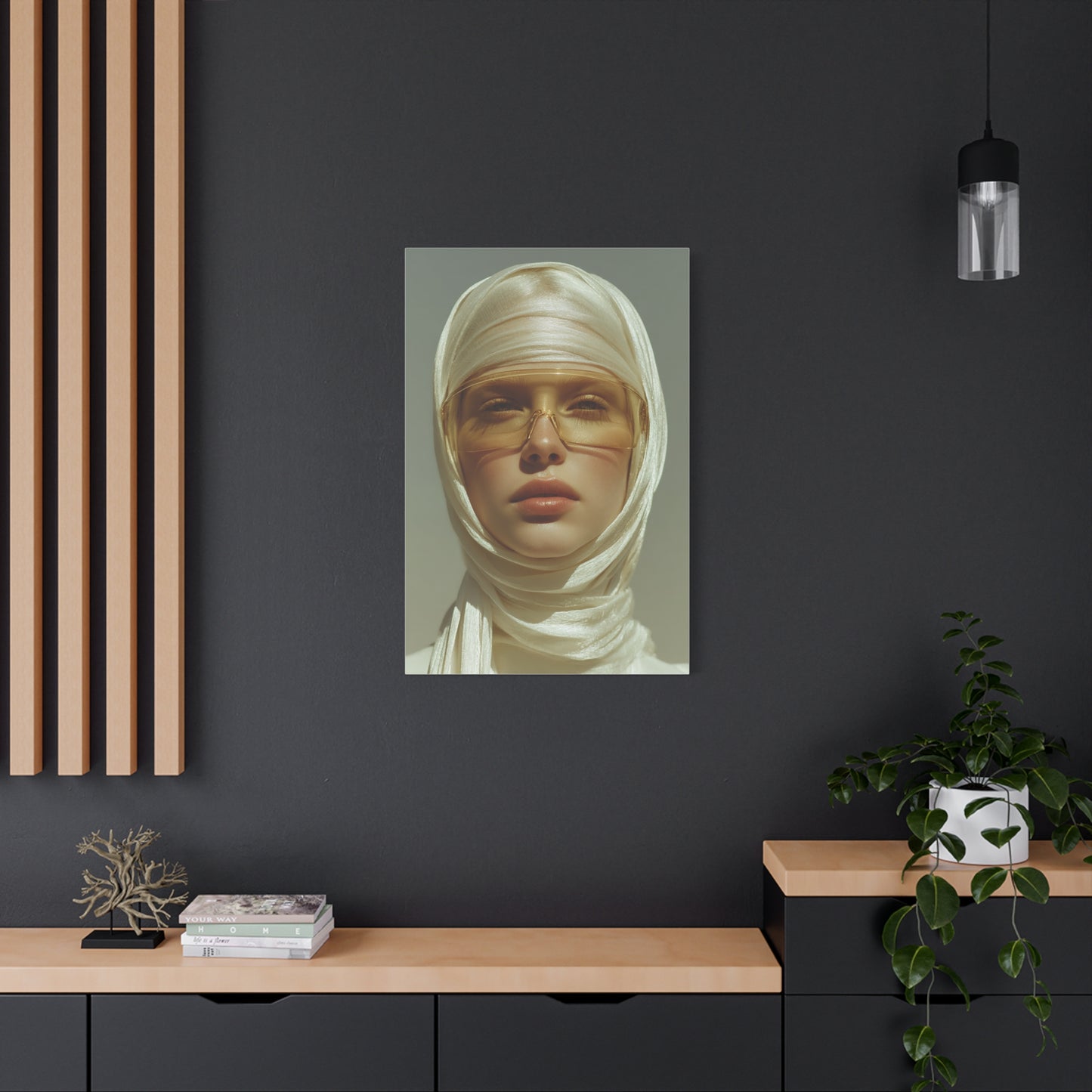 Golden Veil Futuristic Portrait Wall Art & Canvas Print