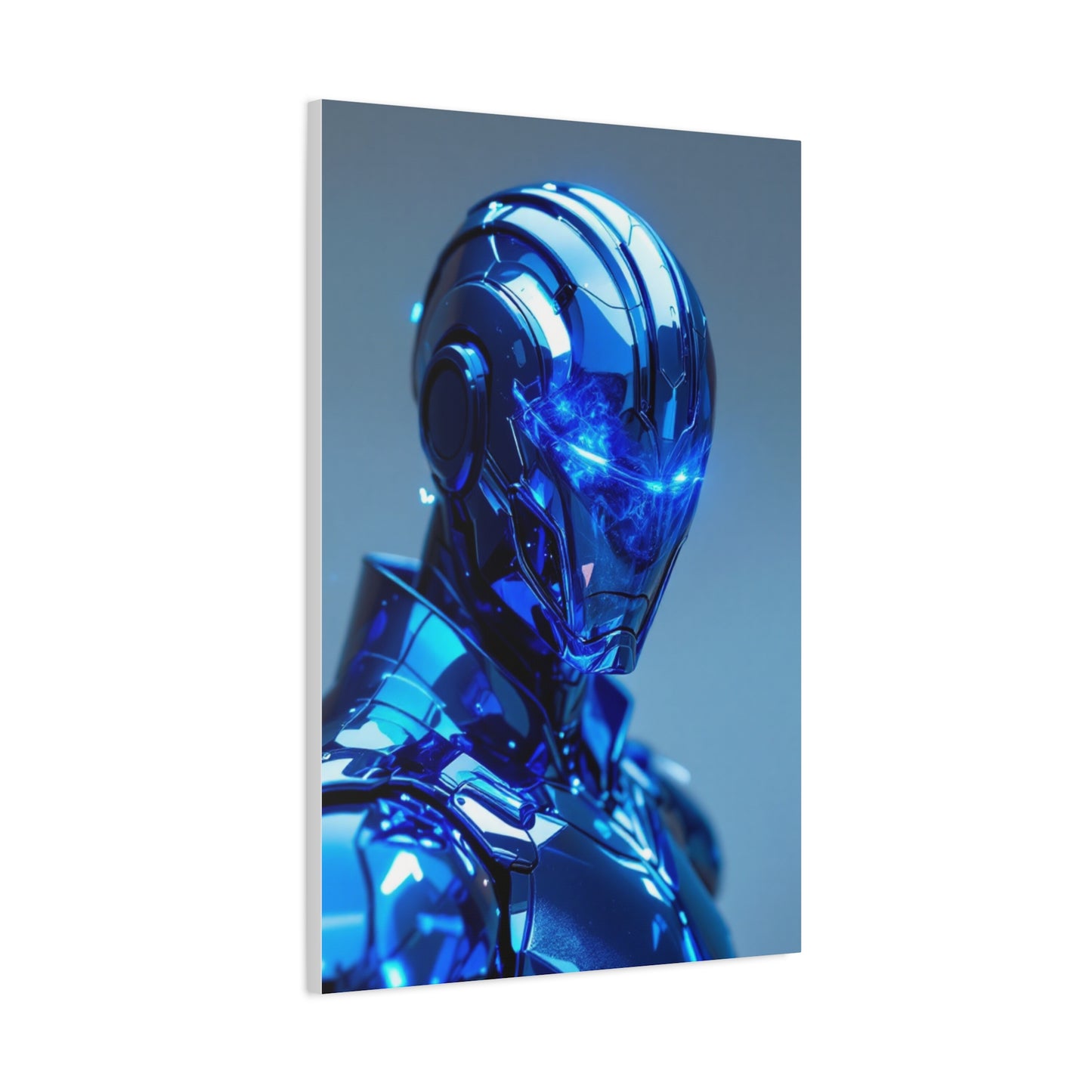 Futuristic Blue Chrome Figure Wall Art & Canvas Prints
