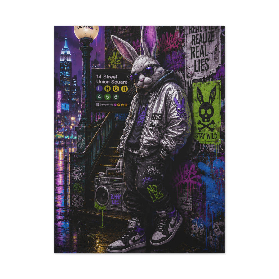 Urban Rebel Bunny NYC Street Wall Art & Canvas Print