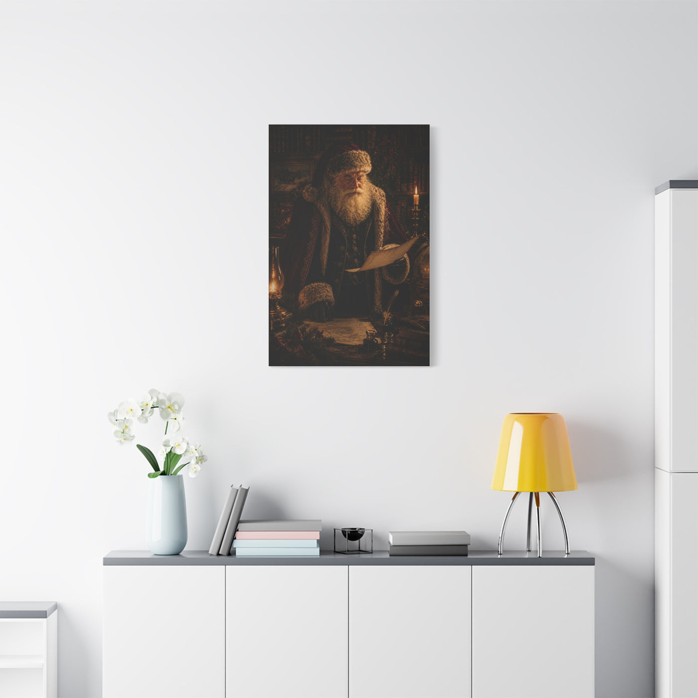 Dark Academia Santa Library Wall Art & Canvas Print