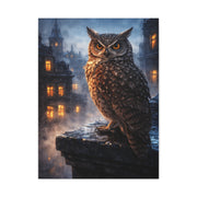 Urban Nocturne Owl Rooftop Wall Art & Canvas Print