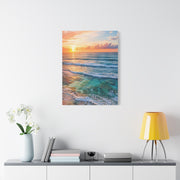 Golden Sunrise Ocean Horizon Scene Wall Art & Canvas Print