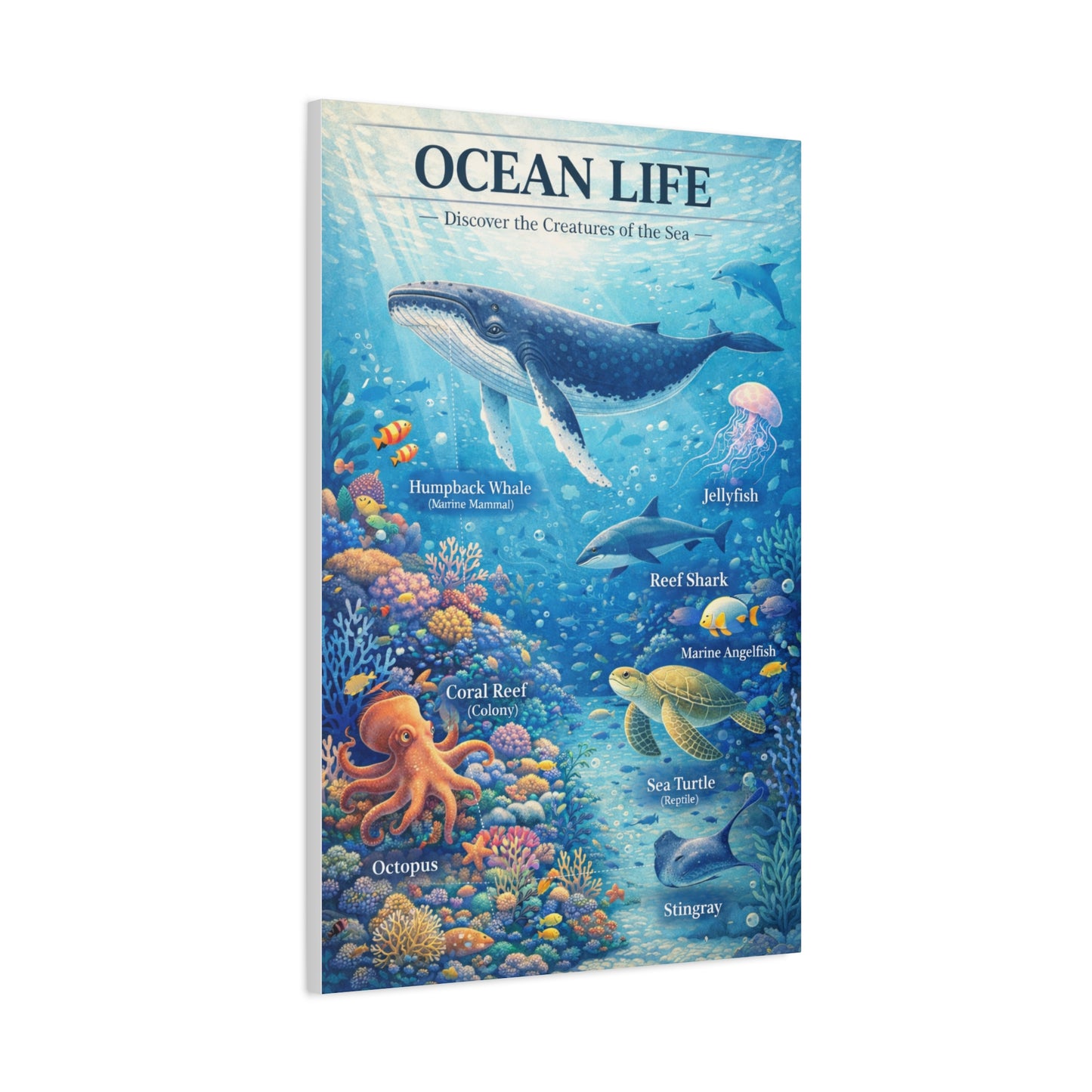 Ocean Life Educational Diagram – Wall Art & Canvas Print