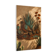 Quail Family Metal Relief Southwest Wall Art & Canvas Print