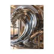 Luxury Chrome Wave Sculpture Interior Wall Art & Canvas Print