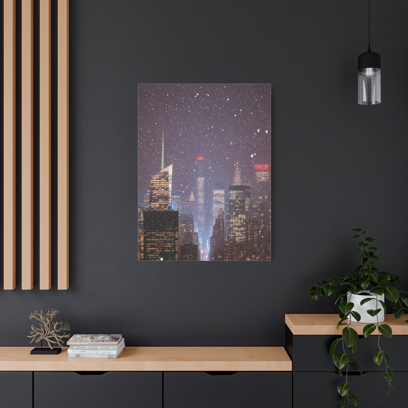 New York Winter Snowfall Skyline Wall Art & Canvas Print