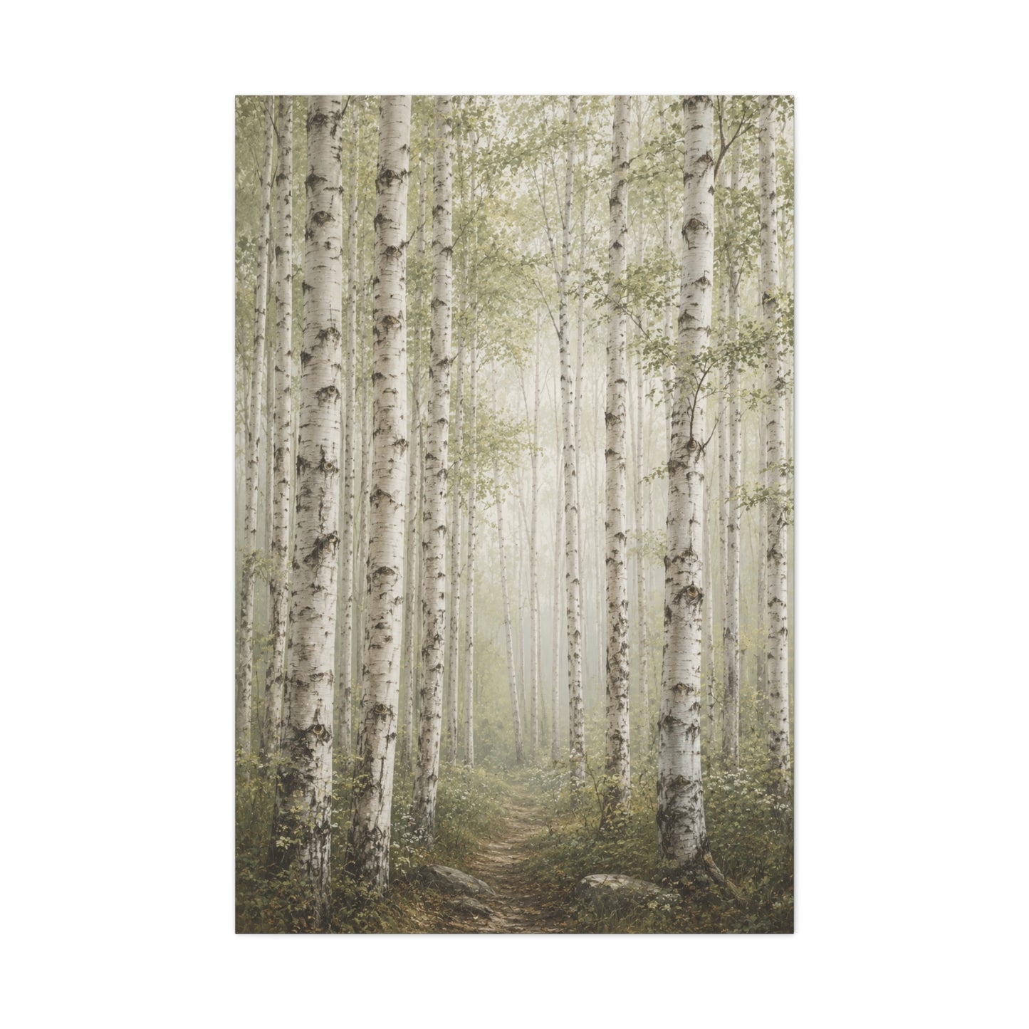 Light Birch Woodland Minimal Landscape Trees Wall Art & Canvas Print