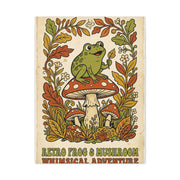 Whimsical Retro Frog and Mushroom Poster Wall Art & Canvas Print