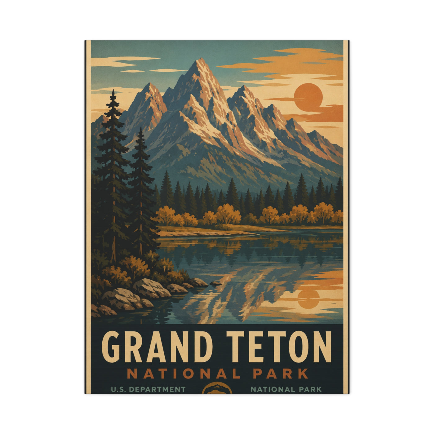 Grand Teton Vintage National Park Poster Wall Art & Canvas Print