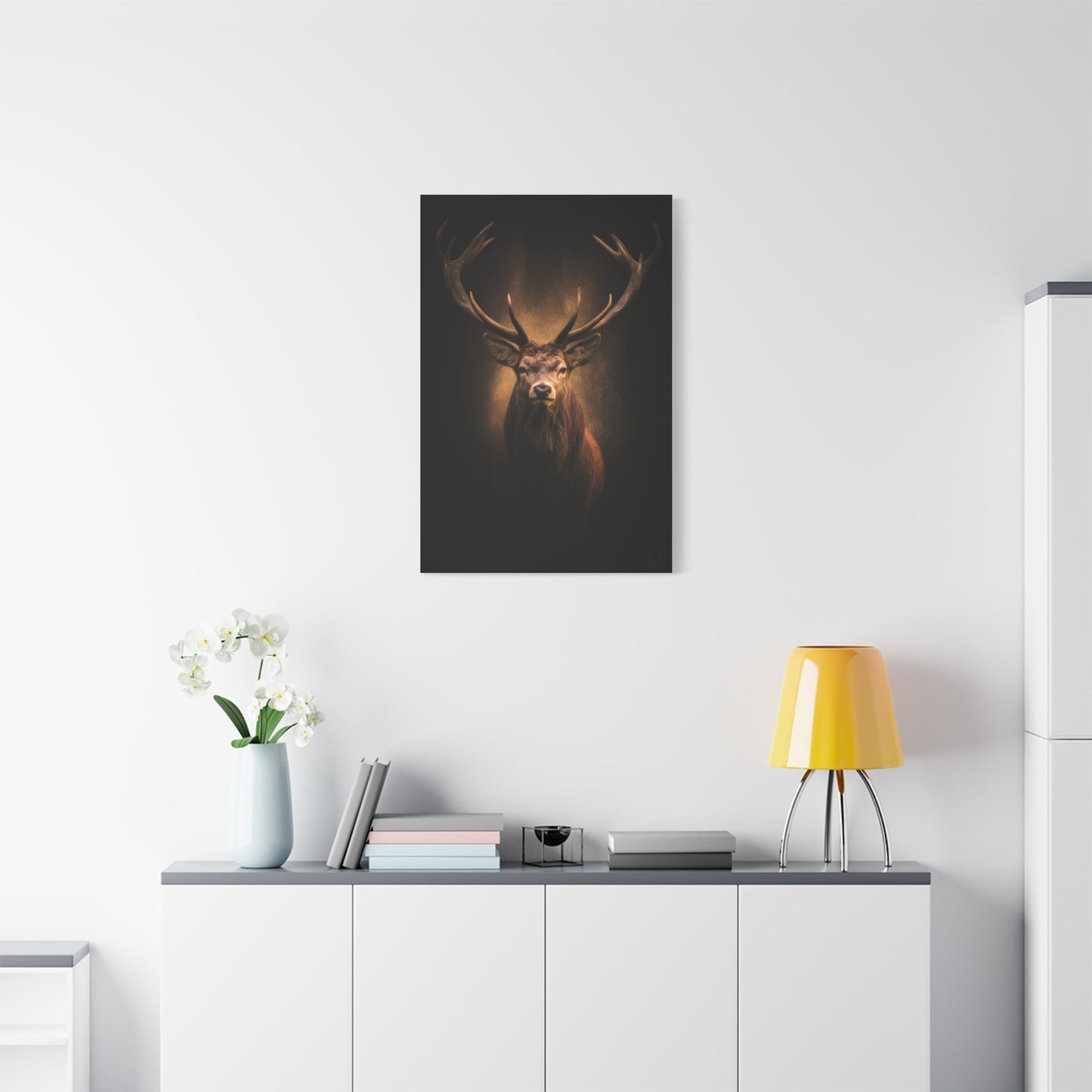 Golden Halo Stag Portrait Wall Art & Canvas Print