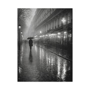 Rainy Paris Street Monochrome Wall Art & Canvas Print