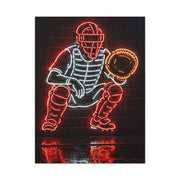 Neon Catcher Sign Sports Wall Art & Canvas Print