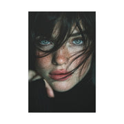 Wind-Swept Freckled Muse Portrait Wall Art & Canvas Print