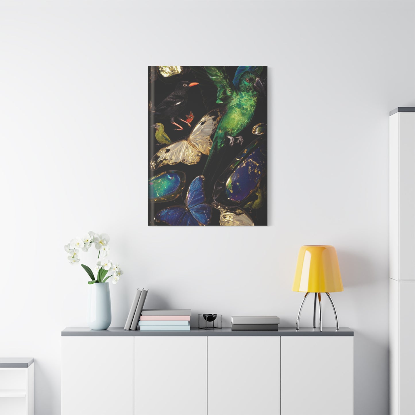 Jewel Tone Birds and Butterflies Wall Art & Canvas Print
