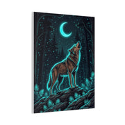 Moonlit Forest Wolf Neon Outline Scene Wall Art & Canvas Print