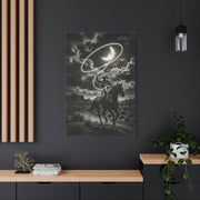 Moon Lasso Cowgirl Night Scene Wall Art & Canvas Print