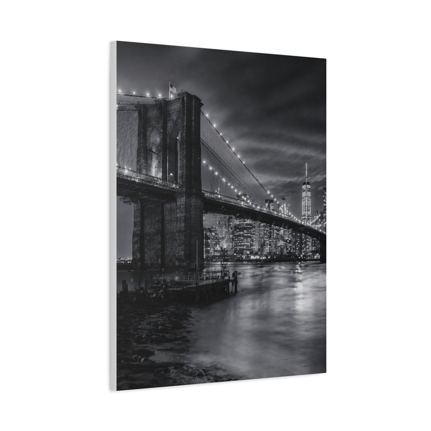 Brooklyn Bridge Night Panorama Wall Art & Canvas Print