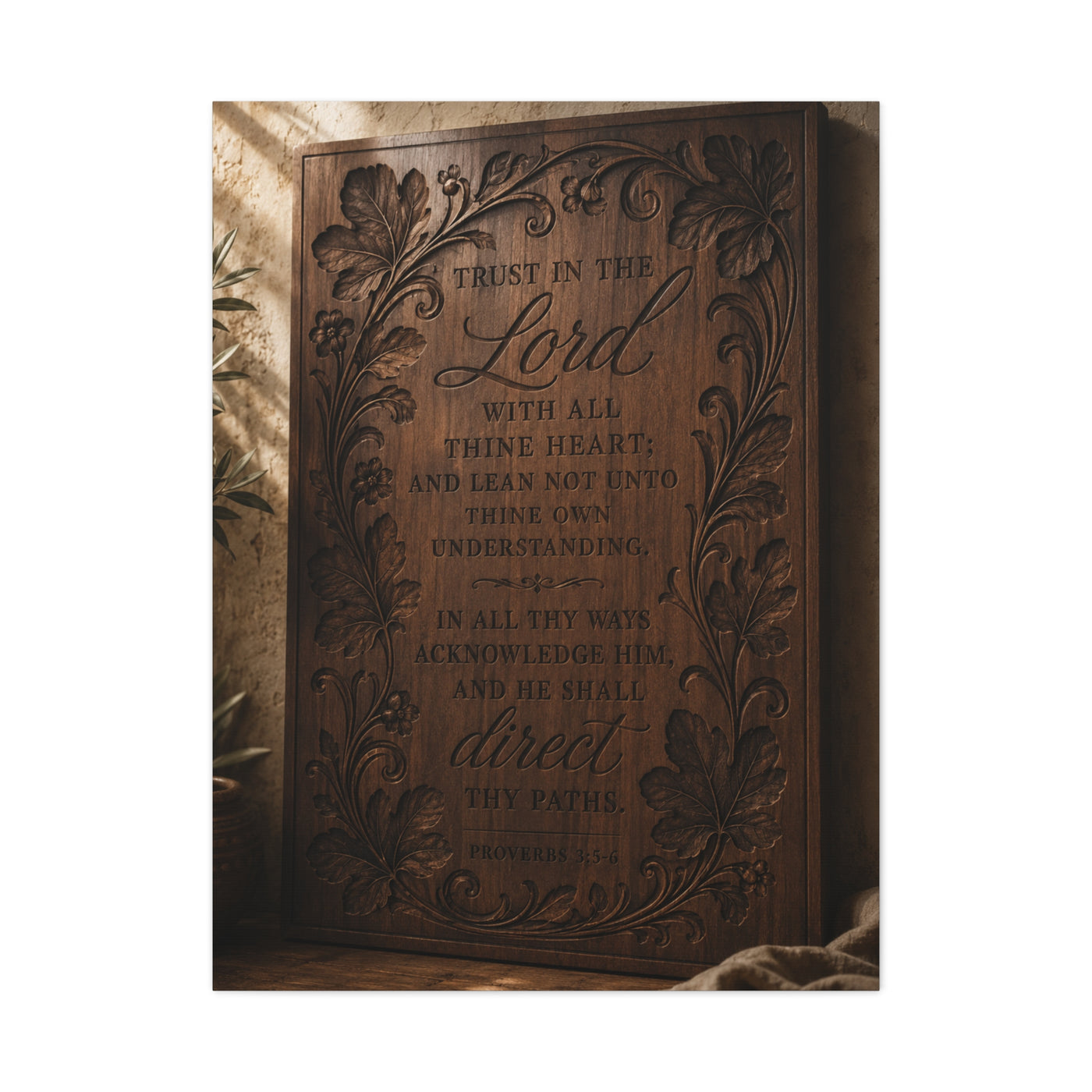 Trust in the Lord Carved Wood Plaque Wall Art & Canvas Print
