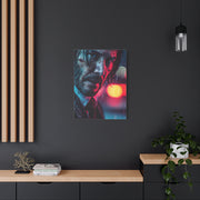 John Wick Neon Rain Close-Up Movie Poster Wall Art & Canvas Print