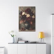 Burgundy Dahlia Autumn Floral Still Life Wall Art & Canvas Print
