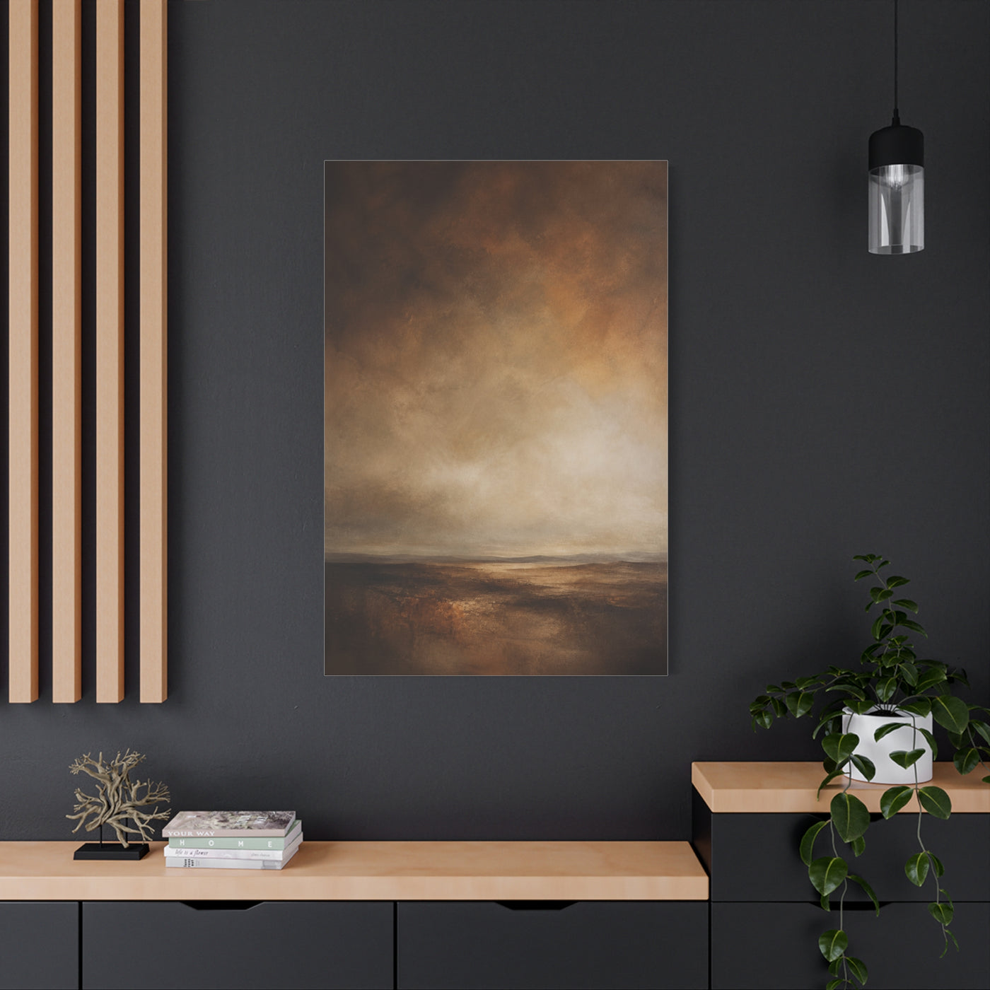 Earthy Brown Horizon Abstraction Wall Art & Canvas Print
