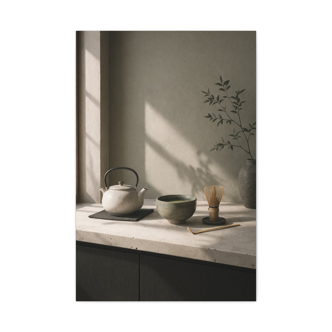 Japandi Tea Kitchen Minimal Still Life Wall Art & Canvas Print