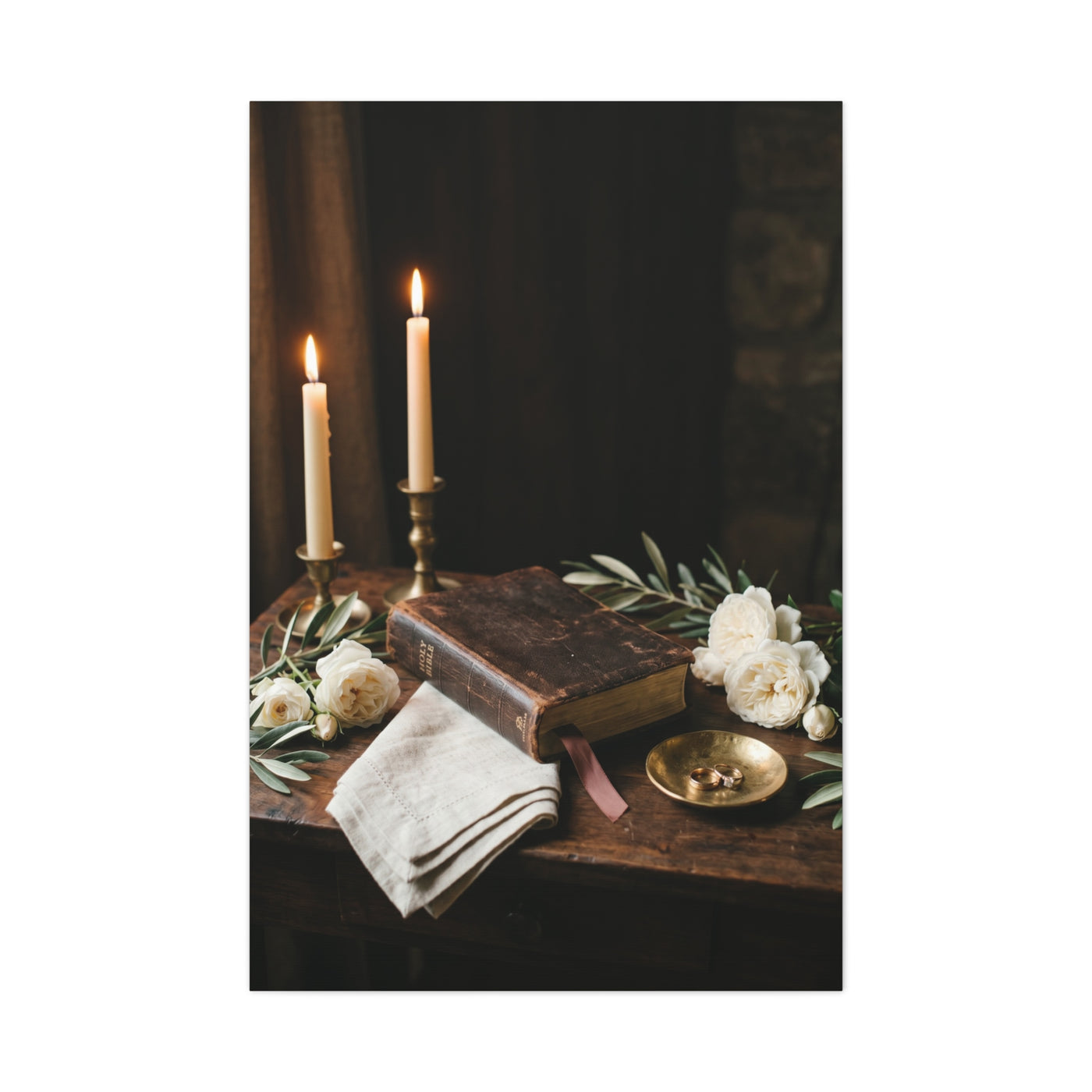 Faith & Union Candlelit Still Life Wall Art & Canvas Print