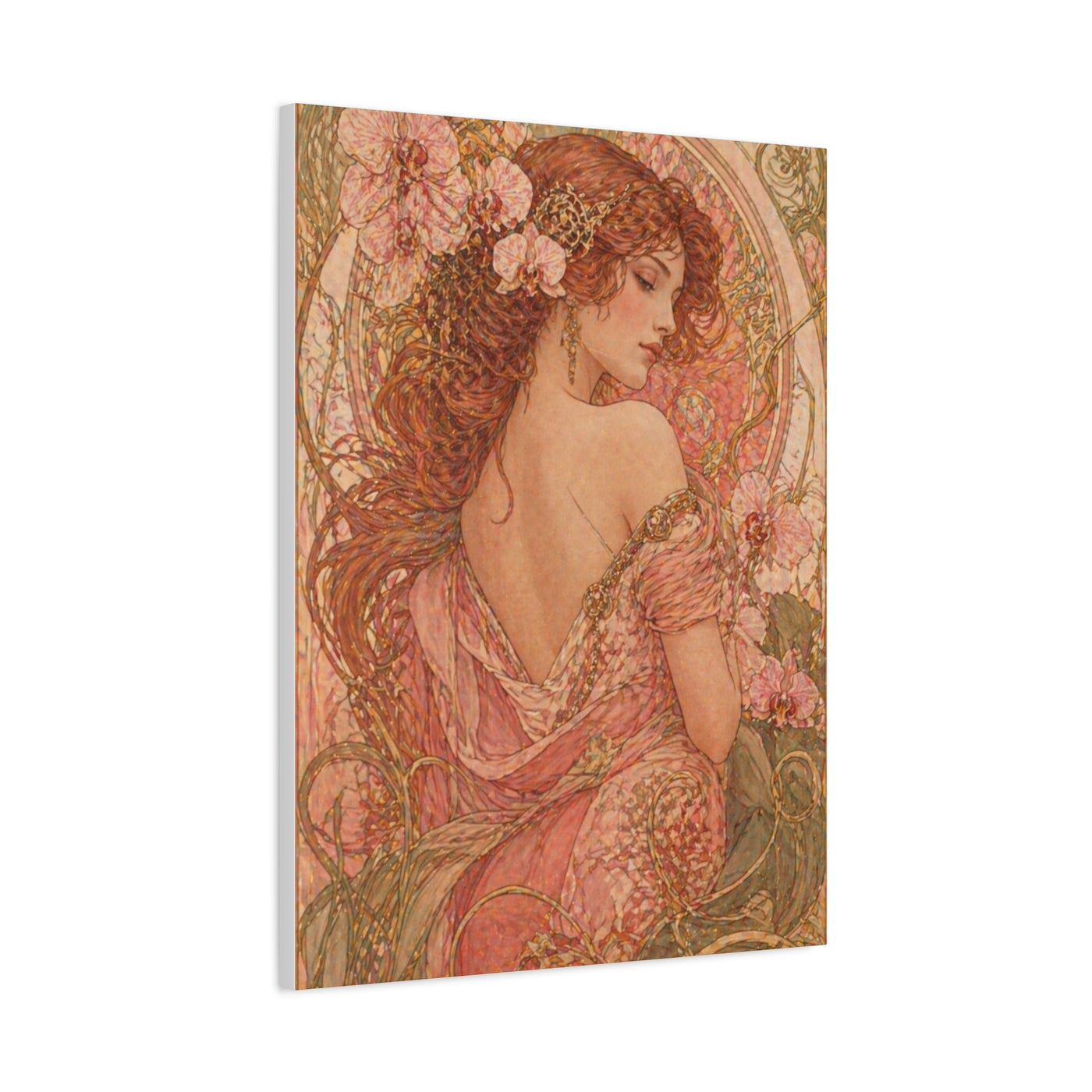 Art Nouveau Pink Muse Portrait Wall Art & Canvas Print