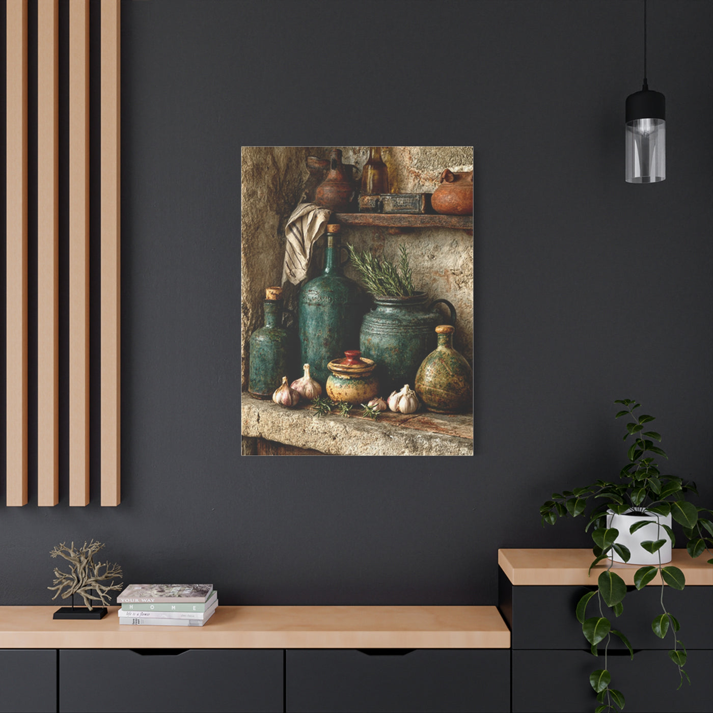 Rustic Ceramic Pantry Shelf Still Life Wall Art & Canvas Print