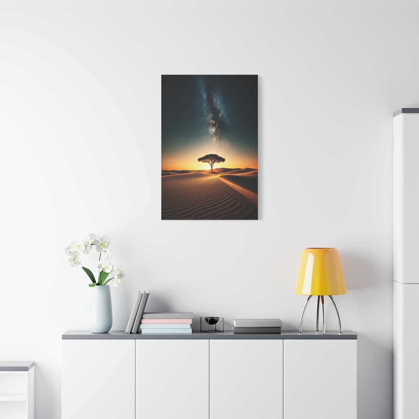 Lone Acacia Under the Cosmic Sky Wall Art & Canvas Prints