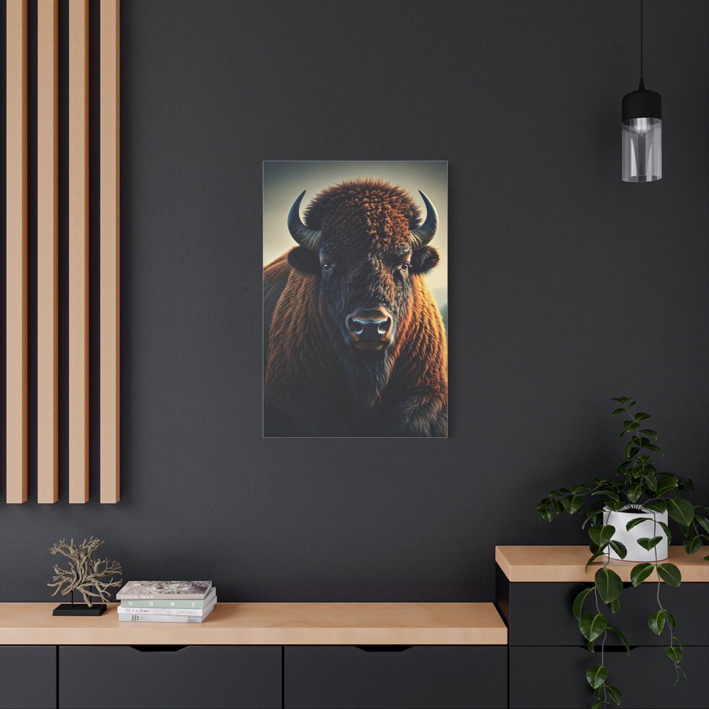 Classic Frontal American Bison Portrait Wall Art & Canvas Print