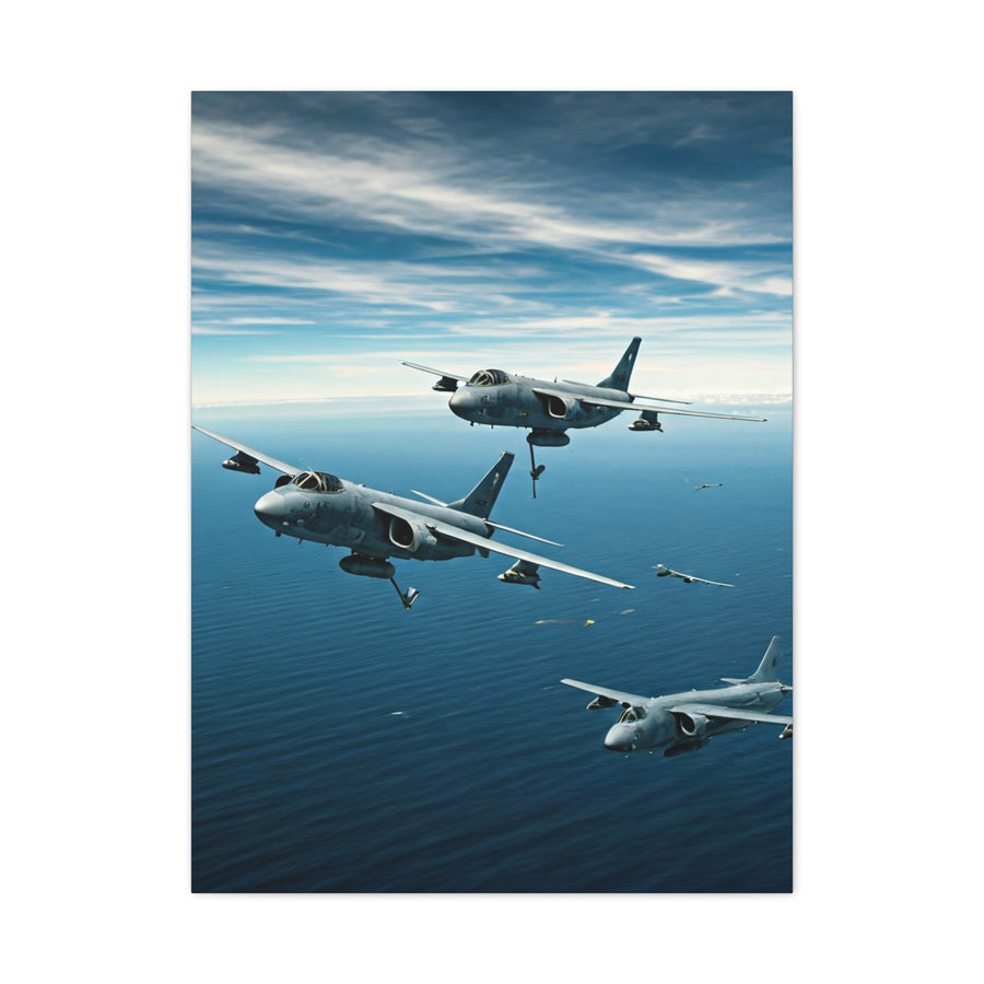 Squadron Formation Over Ocean Sky Wall Art & Canvas Prints