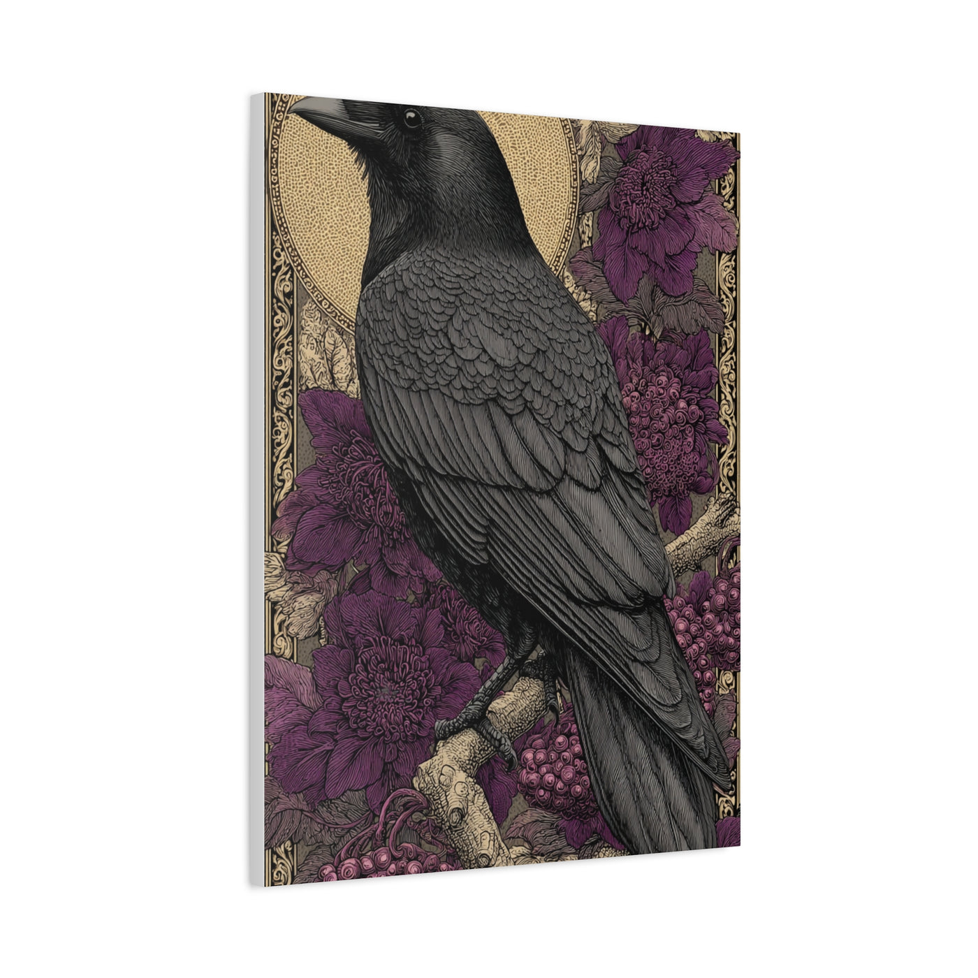 Dark Raven Moon Folk Wall Art & Canvas Print