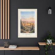 Jerusalem Sunset Watercolor Landscape Wall Art & Canvas Print