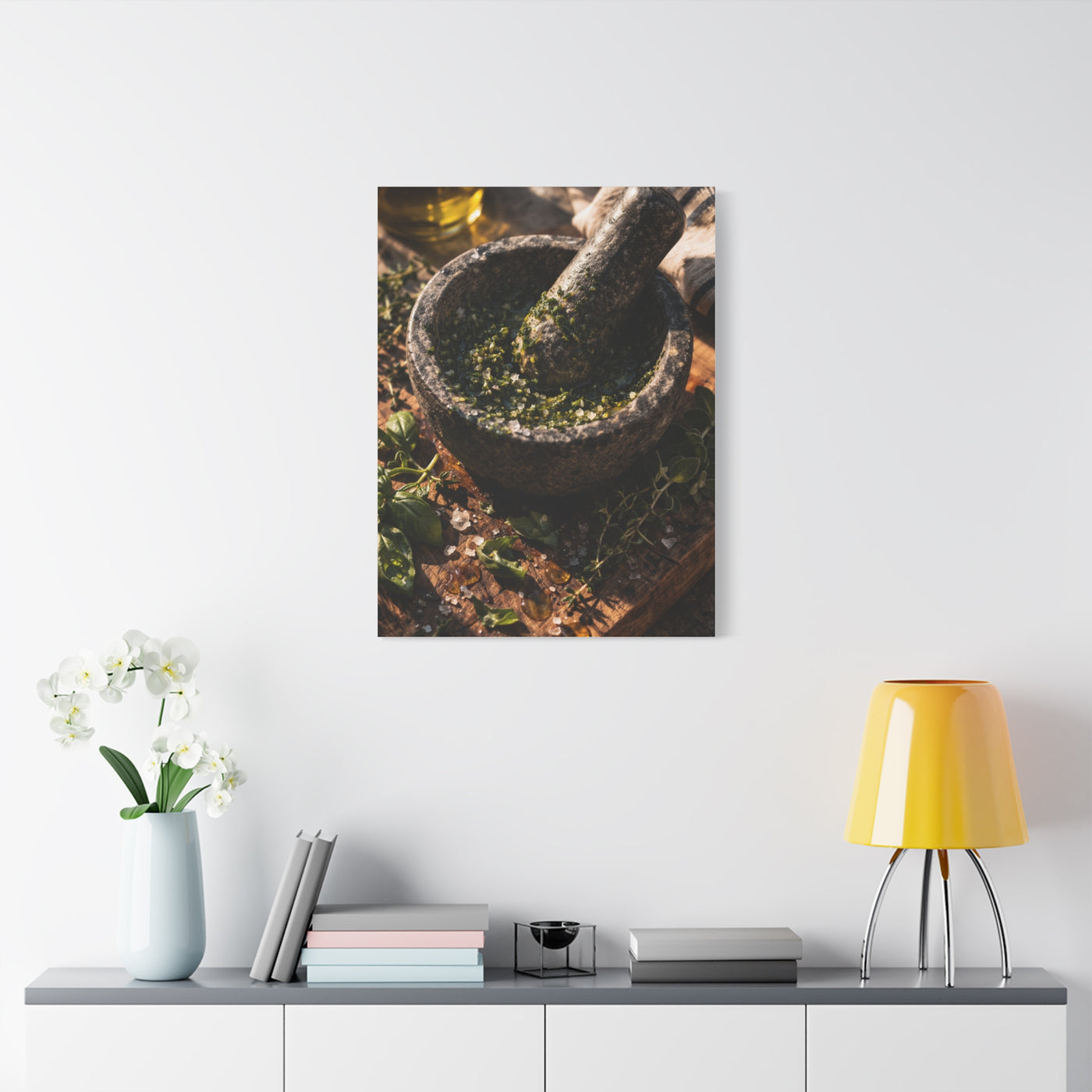 Rustic Herb Mortar and Pestle Wall Art & Canvas Print