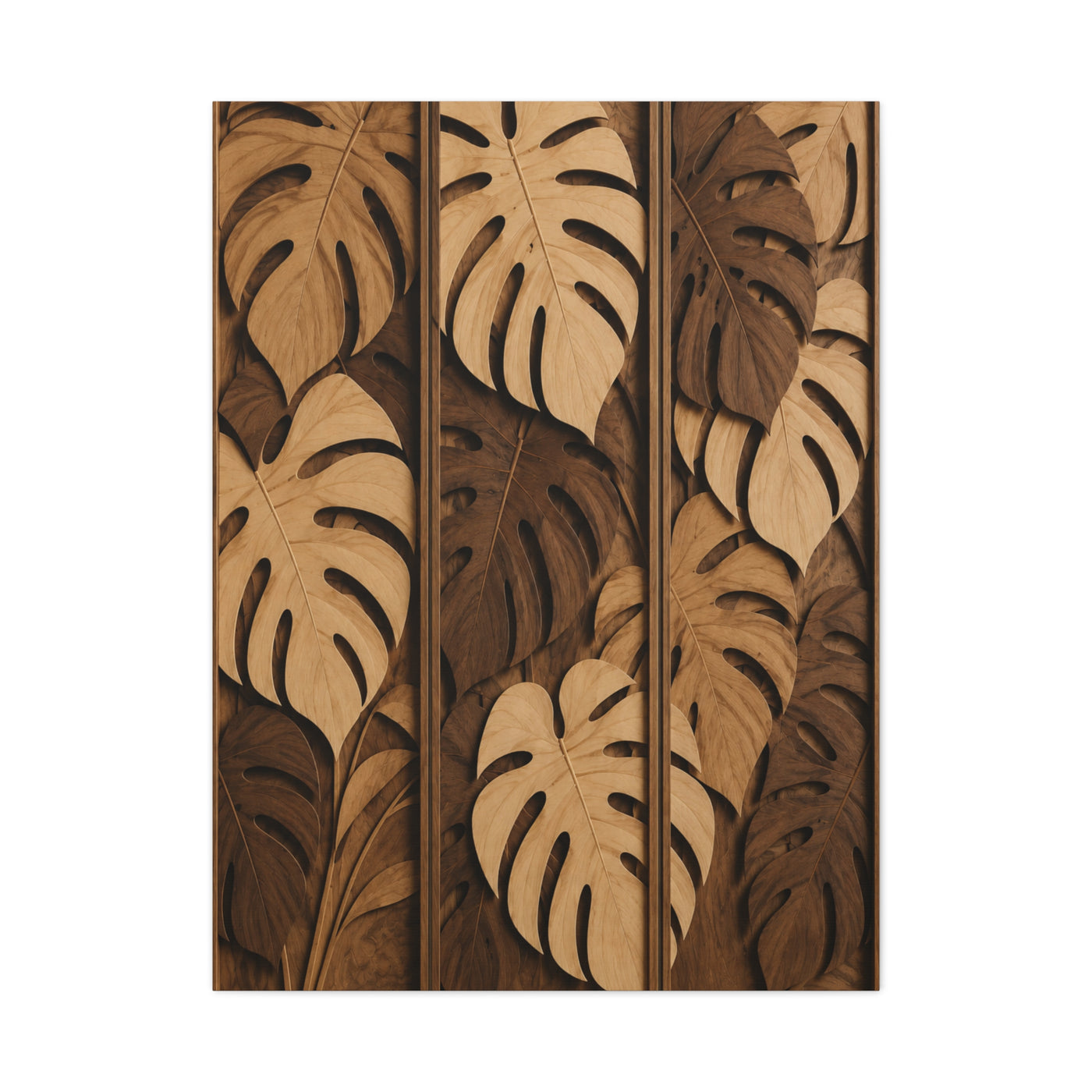 Layered Monstera Wood Panel Tropical Wall Art & Canvas Print