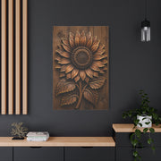 Carved Wooden Sunflower Relief Wall Art & Canvas Print