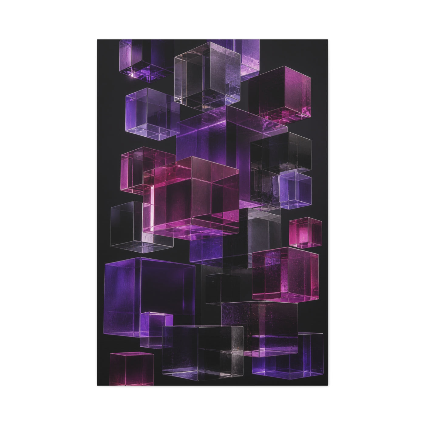 Floating Violet Glass Cubes Wall Art & Canvas Print