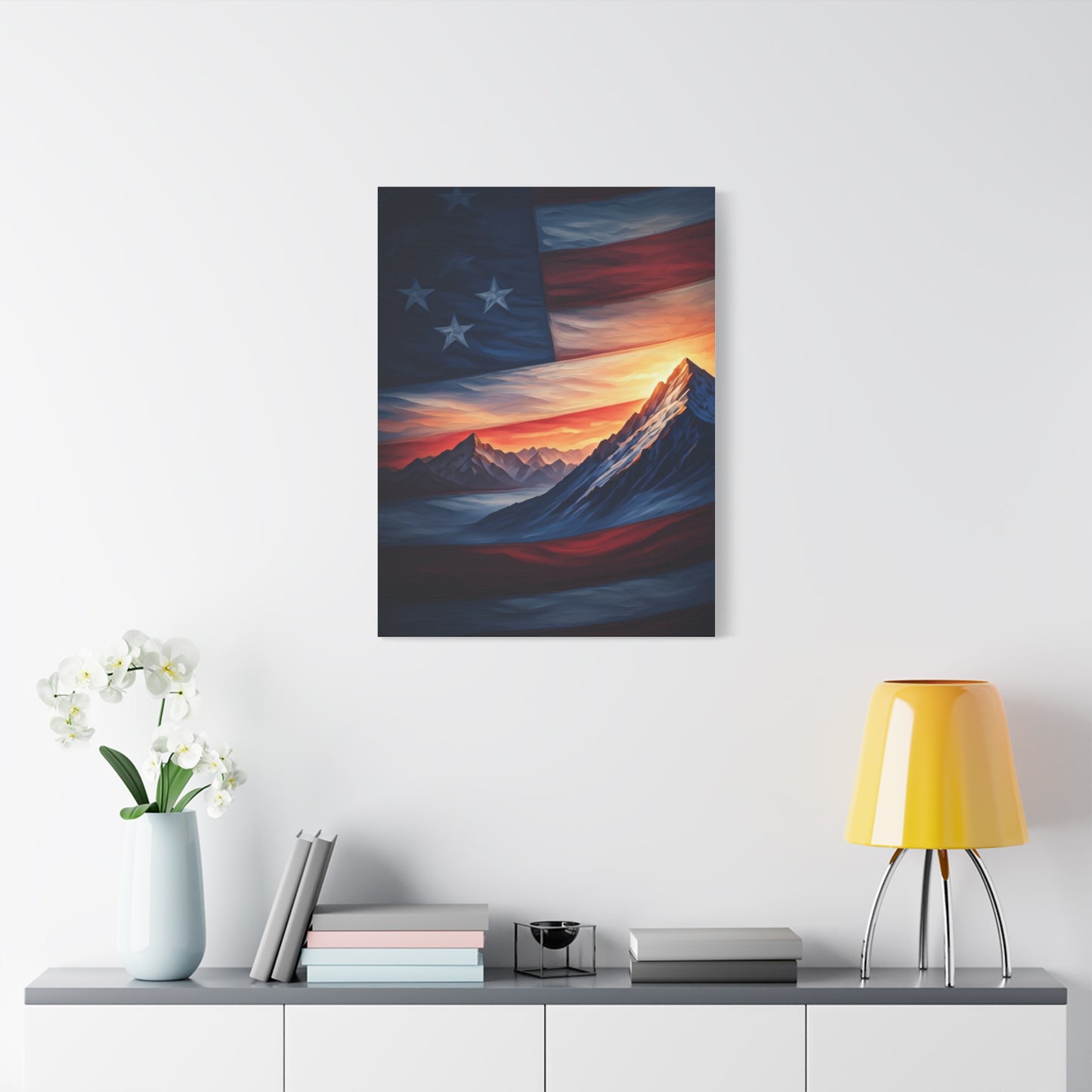 Mountain Horizon American Flag Tribute Wall Art & Canvas Prints