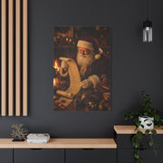 Santa Checking the Christmas List Wall Art & Canvas Print