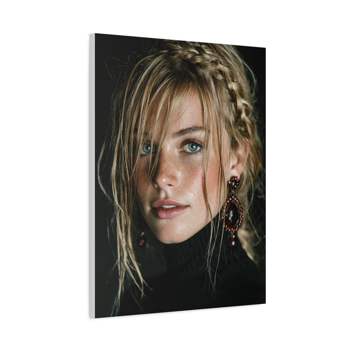 Wind-Swept Blonde Muse Editorial Portrait Wall Art & Canvas Print