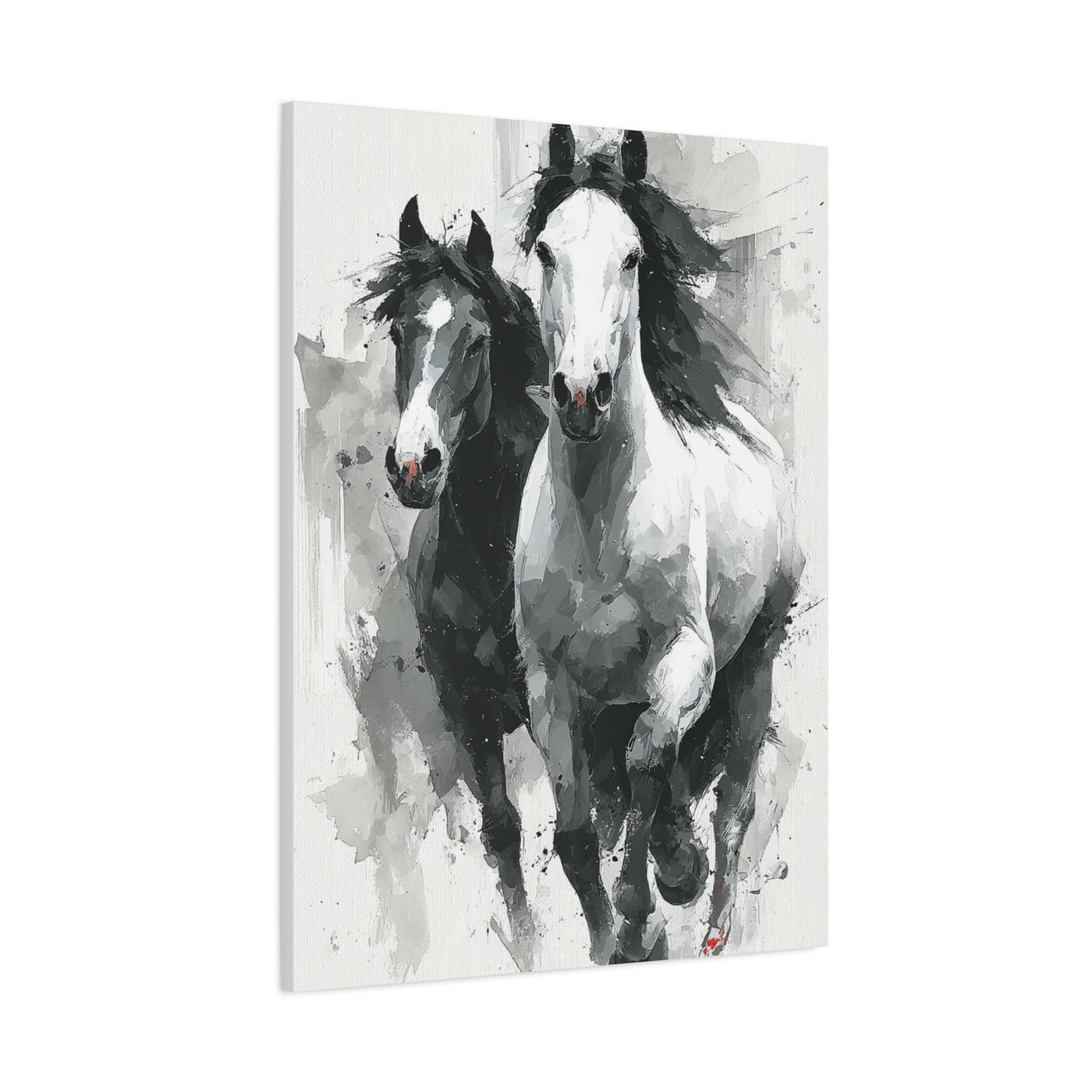 Monochrome Running Horses Abstract Wall Art & Canvas Print