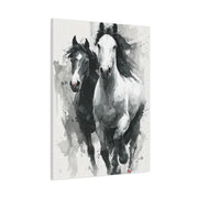 Monochrome Running Horses Abstract Wall Art & Canvas Print