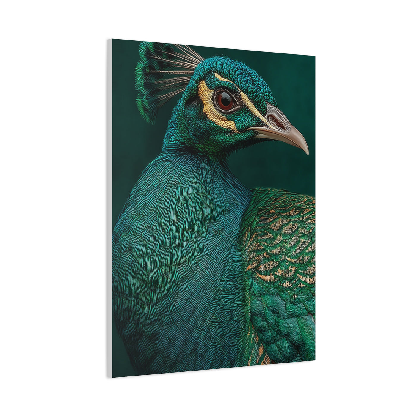 Regal Emerald Peacock Portrait Wall Art & Canvas Print