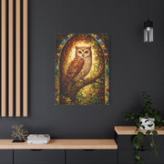 Stained Glass Forest Owl Window Wall Art & Canvas Print