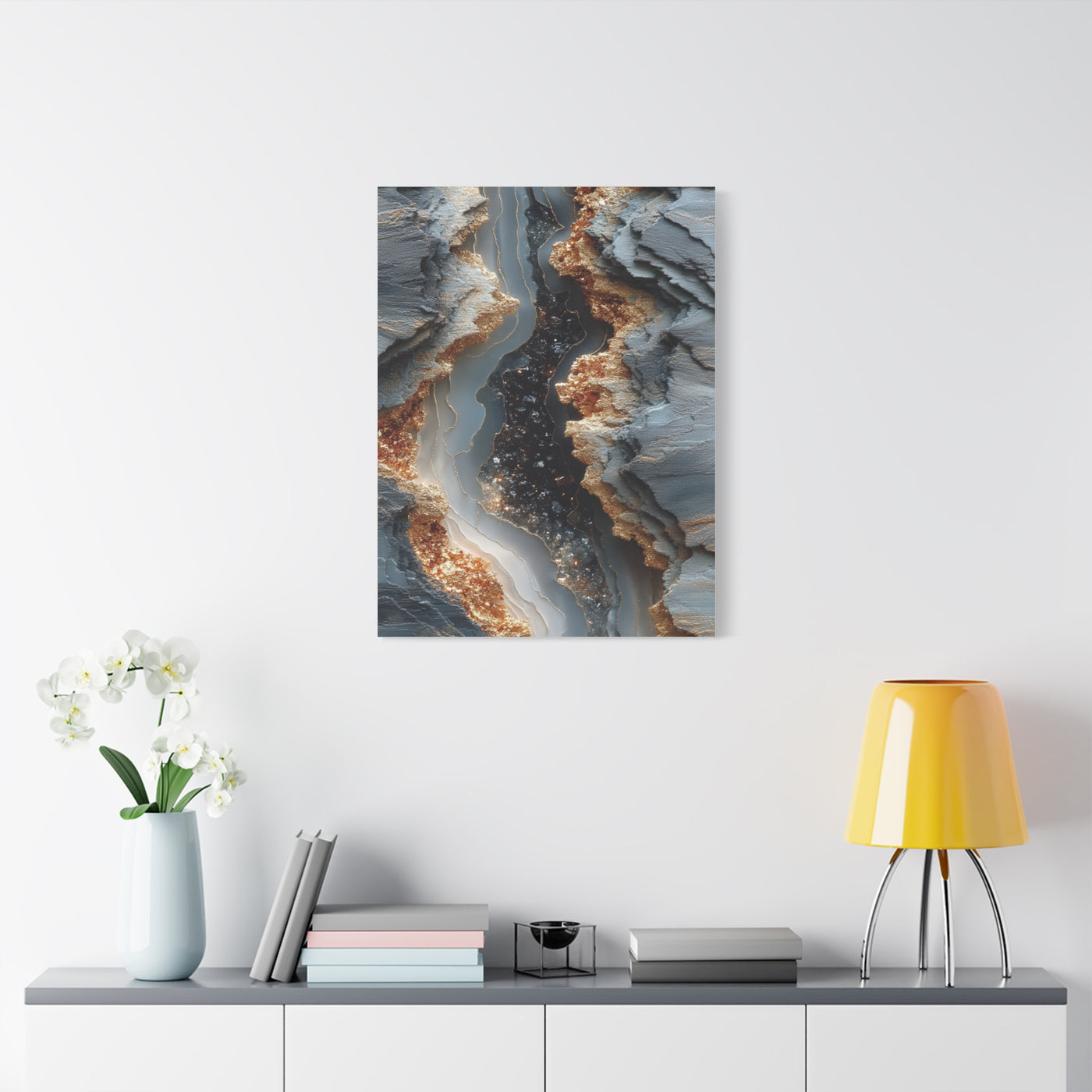 Silver Geode Mineral Abstract Wall Art & Canvas Print